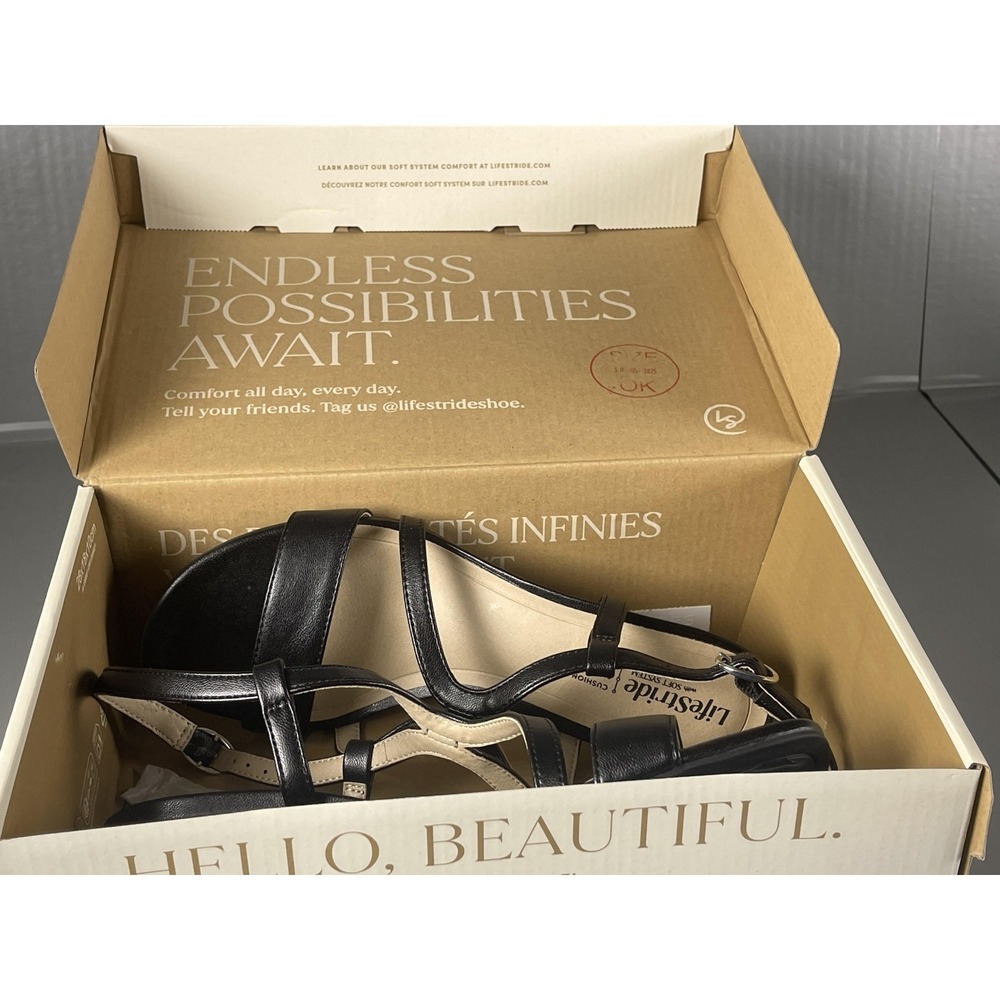 LifeStride Sandals Womens Size 7 Black Nolita Strappy Low Heel Comfort Shoes - Picture 8 of 10